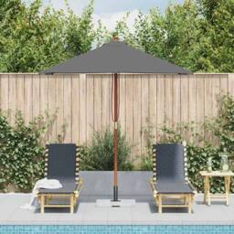 Berkfield Home Outdoor Parasol with Wooden Pole 150x200 cm Anthracite in Dark Grey - thumbnail 1