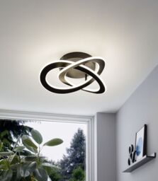 Loops Semi Flush Ceiling Light Colour Black Shade White Plastic Bulb LED 35W Included - thumbnail 3