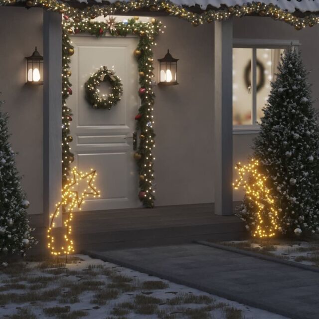 Berkfield Home Christmas Light Decoration with Spikes Meteor 115 LEDs 89 cm in Black - image 1