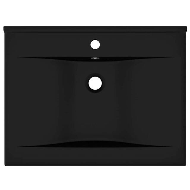 Berkfield Home Luxury Basin with Faucet Hole Matt Black 60x46 cm Ceramic - image 1