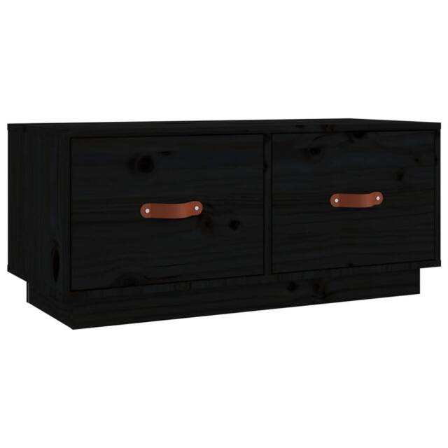 Berkfield Home TV Cabinet Black 80x34x35 cm Solid Wood Pine - Size: 80 x 34 x 35 cm - image 1