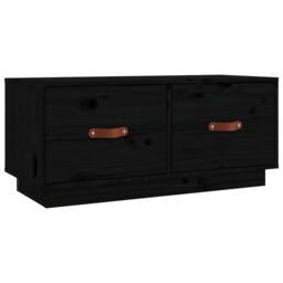 Berkfield Home TV Cabinet Black 80x34x35 cm Solid Wood Pine - Size: 80 x 34 x 35 cm