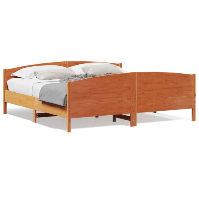 Berkfield Home Bed Frame without Mattress Wax Brown 180x200 cm Super King Solid Wood Pine - image 1