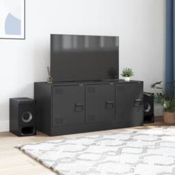 Berkfield Home TV Cabinet Black 99x39x44 cm Steel - Size: 99 x 39 x 44 cm - thumbnail 1