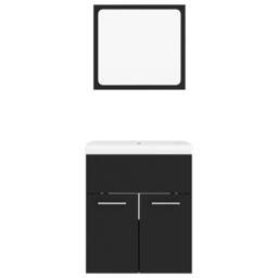 Berkfield Home Bathroom Furniture Set Black Engineered Wood - thumbnail 5