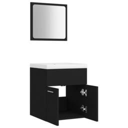 Berkfield Home Bathroom Furniture Set Black Engineered Wood - thumbnail 7