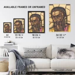 "Artery8 St Luke Stained Glass Design Holst Framed Wall Art Print - Size: W12"" x H16""" - thumbnail 3