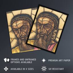 "Artery8 St Luke Stained Glass Design Holst Framed Wall Art Print - Size: W12"" x H16""" - thumbnail 2