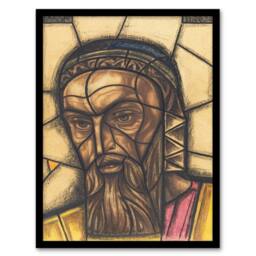 "Artery8 St Luke Stained Glass Design Holst Framed Wall Art Print - Size: W12"" x H16""" - thumbnail 1