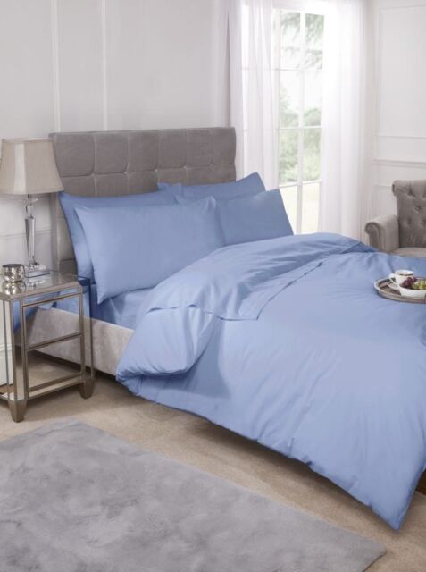 New Edge Blinds Percale Collection 180 Thread Count Percale Fitted Valance Sheet in Blue - Size: Double - image 1