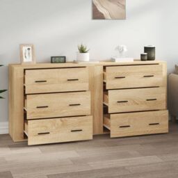 Berkfield Home Sideboards 2 pcs Sonoma Oak Engineered Wood in Brown - thumbnail 3