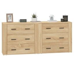 Berkfield Home Sideboards 2 pcs Sonoma Oak Engineered Wood in Brown - thumbnail 4