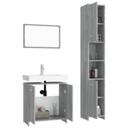 Berkfield Home 3 Piece Bathroom Furniture Set Grey Sonoma Engineered Wood - thumbnail 4