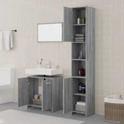 Berkfield Home 3 Piece Bathroom Furniture Set Grey Sonoma Engineered Wood - thumbnail 3