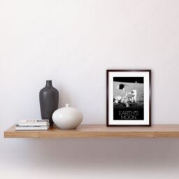 "Artery8 Wall Art Print NASA Our Solar System Earth's Moon Apollo 12 Lunar Surveyor Artwork Framed 9X7 Inch in Brown - Size: W7"" x H9""" - thumbnail 2