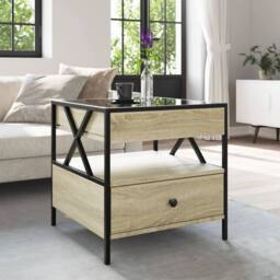 Berkfield Home Decorative Coffee Table with Infinity LED Sonoma Oak 50x50x51 cm in Brown - Size: 50 x 50 x 51 cm - thumbnail 4