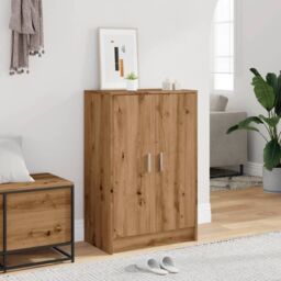 Berkfield Home Shoe Cabinet Artisan Oak 60x35x92 cm Engineered Wood in Brown - Size: 60 x 35 x 92 cm - thumbnail 3