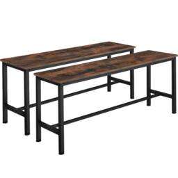 tectake Pair of Benches Fairfield 108 x 32.5 x 50 cm in Brown - thumbnail 1