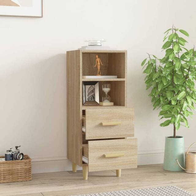 Berkfield Home Sideboard Sonoma Oak 34.5x34x90 cm Engineered Wood in Light Tan - image 1
