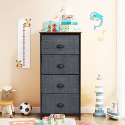 Costway 4-Drawer Fabric Dresser Metal Frame Chest of Drawers Nightstand - thumbnail 4