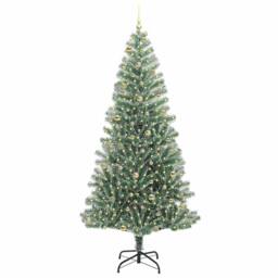 Berkfield Home Artificial Christmas Tree Snow Flocked with LED Light 240 cm in Green - thumbnail 3