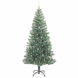 Berkfield Home Artificial Christmas Tree Snow Flocked with LED Light 240 cm in Green - thumbnail 4