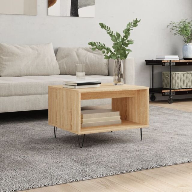 Berkfield Home Coffee Table Sonoma Oak 60x50x40 cm Engineered Wood in Brown - Size: 60 x 50 x 40 cm - image 1