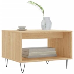 Berkfield Home Coffee Table Sonoma Oak 60x50x40 cm Engineered Wood in Brown - Size: 60 x 50 x 40 cm - thumbnail 3