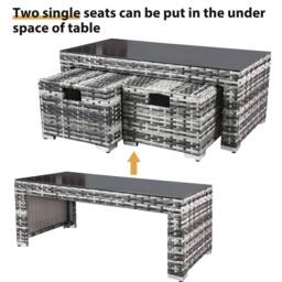 HomeTouch Grey 8 Seater Modern Rattan Garden Corner Sofa Set with Coffee Table - Size: 5 Pack - thumbnail 8