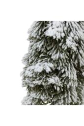 KDMD Medium Snowy Cedar Tree on Wood Block - Winter Holiday Decor in White - thumbnail 2