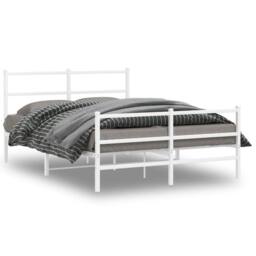 Berkfield Home Metal Bed Frame without Mattress with Footboard¬†White 135x190cm in White - Size: 135x190 cm - thumbnail 1