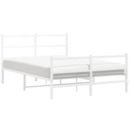 Berkfield Home Metal Bed Frame without Mattress with Footboard¬†White 135x190cm in White - Size: 135x190 cm - thumbnail 4