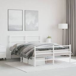 Berkfield Home Metal Bed Frame without Mattress with Footboard¬†White 135x190cm in White - Size: 135x190 cm - thumbnail 2