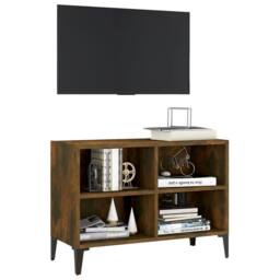 Berkfield Home TV Cabinet with Metal Legs Smoked Oak 69.5x30x50 cm in Brown - thumbnail 3