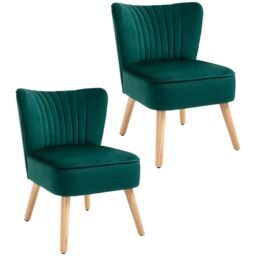 HOMCOM Fabric Accent Chair Modern Leisure Chair with Wood Legs & Armless Design in Green - thumbnail 2