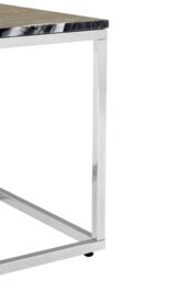 Orsina Square Black Marble End Table, Chrome Metal Base with Reflective Finish, Contemporary Table for Living Room in Silver - thumbnail 3