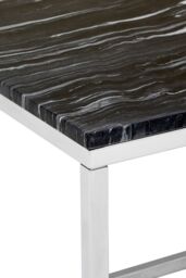 Orsina Square Black Marble End Table, Chrome Metal Base with Reflective Finish, Contemporary Table for Living Room in Silver - thumbnail 2