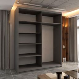 Sliding Wardrobes 4U Chenai Sliding Door Wardrobe with Mirror Glass Design W150cm x H217cm in Grey - thumbnail 3