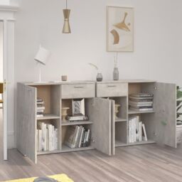 Berkfield Home Sideboard Concrete Grey 160x36x75 cm Engineered Wood - Size: 160 x 36 x 75 cm - thumbnail 3