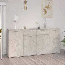 Berkfield Home Sideboard Concrete Grey 160x36x75 cm Engineered Wood - Size: 160 x 36 x 75 cm