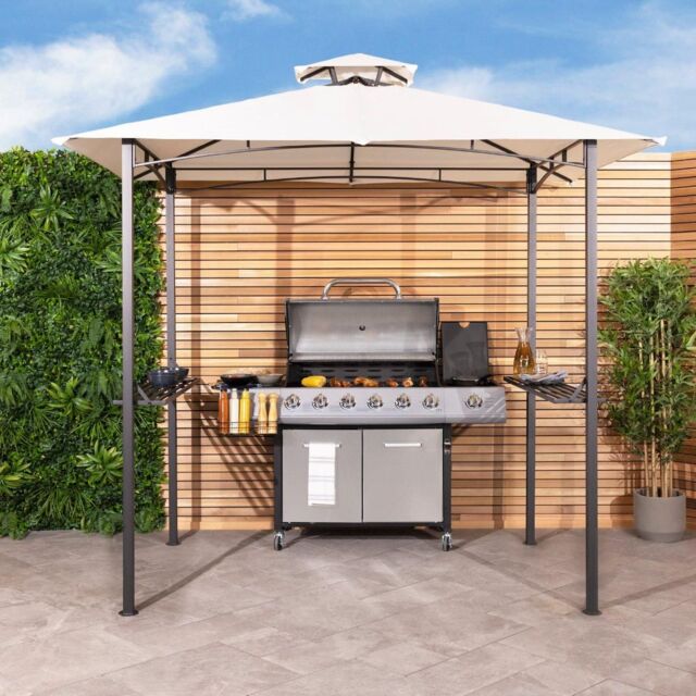 Charles Bentley 8 X 5Ft Steel Grill Gazebo Outdoor Tent Shelter in Beige - image 1