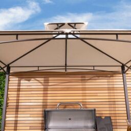 Charles Bentley 8 X 5Ft Steel Grill Gazebo Outdoor Tent Shelter in Beige - thumbnail 6