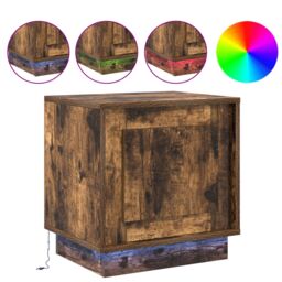 Berkfield Home Bedside Cabinets with LED Lights 2 pcs Smoked Oak 44x34, 5x45 cm in Brown - thumbnail 4