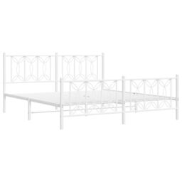 Berkfield Home Metal Bed Frame without Mattress with Footboard White 183x213cm - Size: 183x213 cm - thumbnail 3
