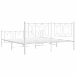 Berkfield Home Metal Bed Frame without Mattress with Footboard White 183x213cm - Size: 183x213 cm - thumbnail 6