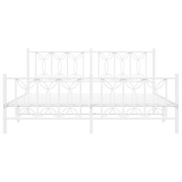 Berkfield Home Metal Bed Frame without Mattress with Footboard White 183x213cm - Size: 183x213 cm - thumbnail 4
