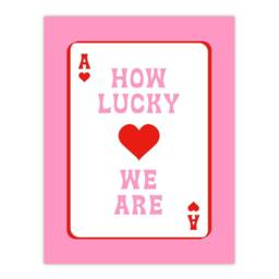 "Artery8 How Lucky We Are Pink Red Ace Of Spades Design Wall Art Print - Size: W12"" x H16""" - thumbnail 1