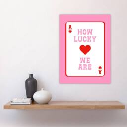 "Artery8 How Lucky We Are Pink Red Ace Of Spades Design Wall Art Print - Size: W12"" x H16""" - thumbnail 4