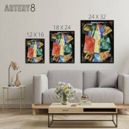 "Artery8 Blue Yellow & Green Abstraction Hartley Black Framed Canvas Wall Art - Size: W12"" x H16""" - thumbnail 4