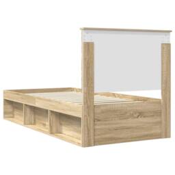 Berkfield Home Bed Frame with Headboard Sonoma Oak 75 x 190 cm Solid Pine Wood in Brown - thumbnail 9